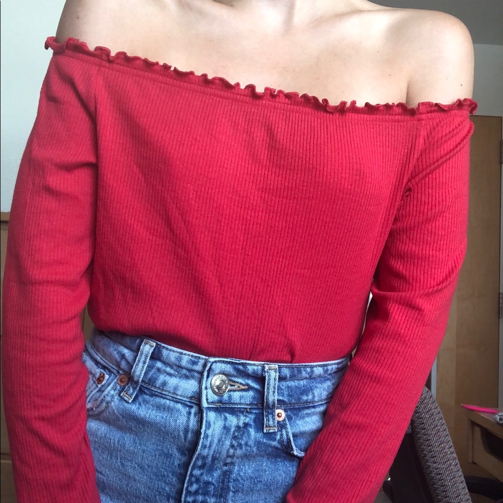 Red off the shoulder top